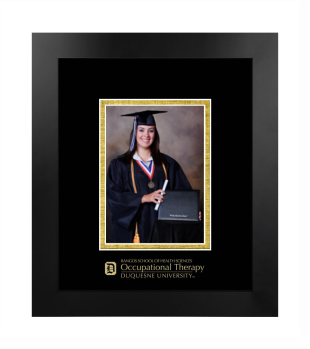 Duquesne University Rangos School of Health Sciences Occupational Therapy 5 x 7 Portrait Frame in Manhattan Black with Black & Gold Mats