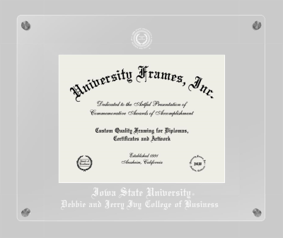 Iowa State University Debbie and Jerry Ivy College of Business Lucent Clear-over-Clear Frame in Lucent Clear Moulding with Lucent Clear Mat for document: 8 1/2"h x 11"w  