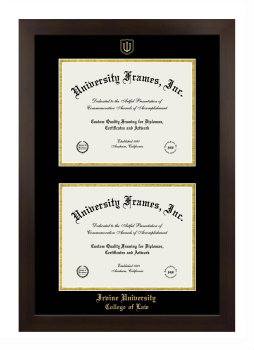 Irvine University College of Law Double Degree (Stacked) Frame in Manhattan Espresso with Black & Gold Mats for document: 8 1/2"h x 11"w  , document: 8 1/2"h x 11"w  
