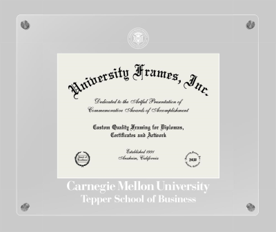 Carnegie Mellon University Tepper School of Business Lucent Clear-over-Clear Frame in Lucent Clear Moulding with Lucent Clear Mat for document: 8 1/2"h x 11"w  