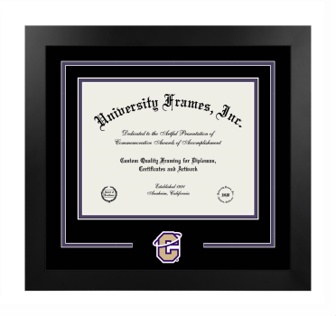 Carroll College Logo Mat Frame in Manhattan Black with Black & Purple Mats for DOCUMENT: 8 1/2"H X 11"W  