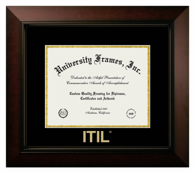 ITIL Diploma Frame in Legacy Black Cherry with Black & Gold Mats for DOCUMENT: 8 1/2"H X 11"W  