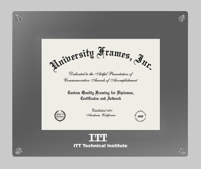 ITT Technical Institute Lucent Clear-over-Smoke Frame in Lucent Smoke Moulding with Lucent Smoke Mat for DOCUMENT: 8 1/2"H X 11"W  