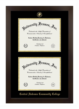 Central Alabama Community College Double Degree (Stacked) Frame in Manhattan Espresso with Black & Gold Mats for document: 8 1/2"h x 11"w  , document: 8 1/2"h x 11"w  