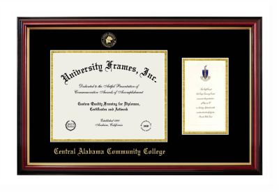 Central Alabama Community College Diploma with Announcement Frame in Petite Mahogany with Gold Trim with Black & Gold Mats for document: 8 1/2"h x 11"w  , diploma: 7"h x 4"w  
