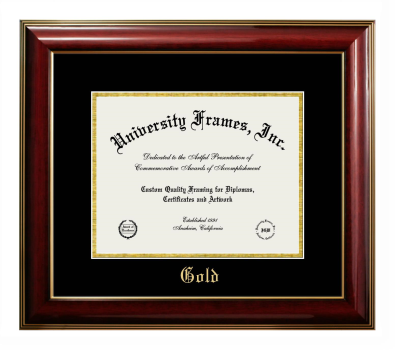 Eckerd College Diploma Frame in Classic Mahogany with Gold Trim with Black & Gold Mats for document: 8 1/2"h x 11"w  