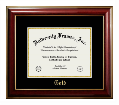 Eckerd College Diploma Frame in Classic Mahogany with Gold Trim with Black & Gold Mats for DOCUMENT: 8 1/2"H X 11"W  