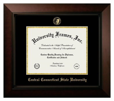 Central Connecticut State University Diploma Frame in Legacy Black Cherry with Black & Gold Mats for document: 8 1/2"h x 11"w  