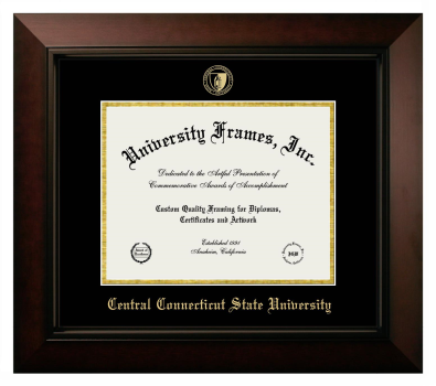 Central Connecticut State University Diploma Frame in Legacy Black Cherry with Black & Gold Mats for DOCUMENT: 8 1/2"H X 11"W  