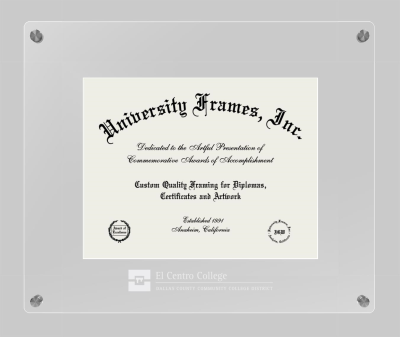 El Centro Community College Lucent Clear-over-Clear Frame in Lucent Clear Moulding with Lucent Clear Mat for document: 8 1/2"h x 11"w  