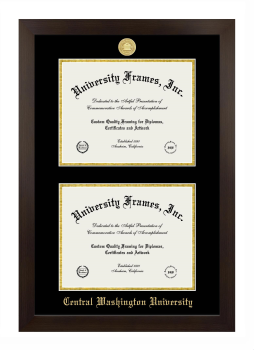 Central Washington University Double Degree (Stacked) Frame in Manhattan Espresso with Black & Gold Mats for document: 8 1/2"h x 11"w  , document: 8 1/2"h x 11"w  