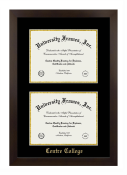 Centre College Double Degree (Stacked) Frame in Manhattan Espresso with Black & Gold Mats for document: 8 1/2"h x 11"w  , document: 8 1/2"h x 11"w  