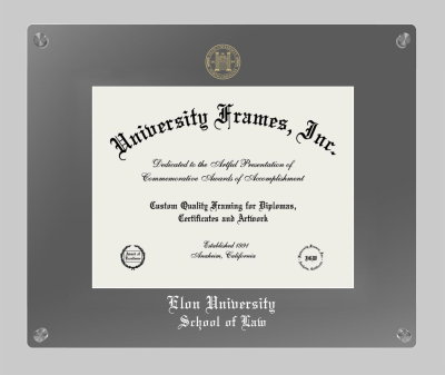 Elon University School of Law Lucent Clear-over-Smoke Frame in Lucent Smoke Moulding with Lucent Smoke Mat for document: 8 1/2"h x 11"w  