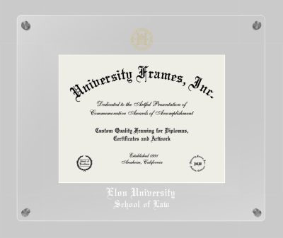 Elon University School of Law Lucent Clear-over-Clear Frame in Lucent Clear Moulding with Lucent Clear Mat for document: 8 1/2"h x 11"w  