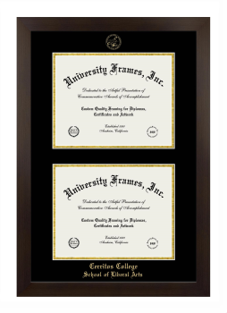 Cerritos College School of Liberal Arts Double Degree (Stacked) Frame in Manhattan Espresso with Black & Gold Mats for DOCUMENT: 8 1/2"H X 11"W  , DOCUMENT: 8 1/2"H X 11"W  