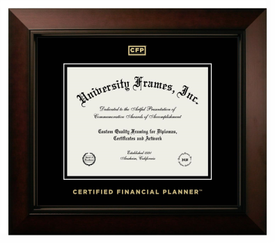 Certified Financial Planner Diploma Frame in Legacy Black Cherry with Black & Black Mats for DOCUMENT: 8 1/2"H X 11"W  