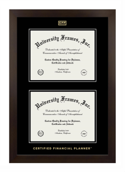 Double Degree (Stacked) Frame in Manhattan Espresso with Black & Black Mats for DOCUMENT: 8 1/2"H X 11"W  , DOCUMENT: 8 1/2"H X 11"W  