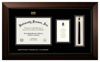 Diploma with Announcement & Tassel Box Frame in Legacy Black Cherry with Black & Black Mats for DOCUMENT: 8 1/2"H X 11"W  ,  7"H X 4"W  