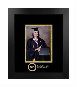 Certified Information Systems Auditor (ISACA) 5 x 7 Portrait Frame in Manhattan Black with Black & Gold Mats