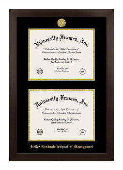 Keller Graduate School of Management Double Diploma Frame in Manhattan Espresso with Black & Gold Mats for document: 8 1/2"h x 11"w  , document: 8 1/2"h x 11"w  