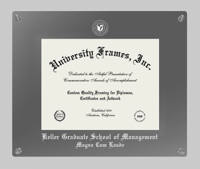 Keller Graduate School of Management Magna Cum Laude Lucent Clear-over-Smoke Frame in Lucent Smoke Moulding with Lucent Smoke Mat for document: 8 1/2"h x 11"w  