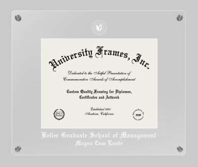 Keller Graduate School of Management Magna Cum Laude Lucent Clear-over-Clear Frame in Lucent Clear Moulding with Lucent Clear Mat for document: 8 1/2"h x 11"w  