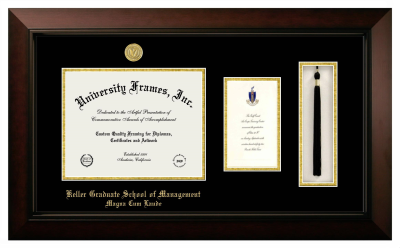 Keller Graduate School of Management Magna Cum Laude Diploma with Announcement & Tassel Box Frame in Legacy Black Cherry with Black & Gold Mats for document: 8 1/2"h x 11"w  , diploma: 7"h x 4"w  