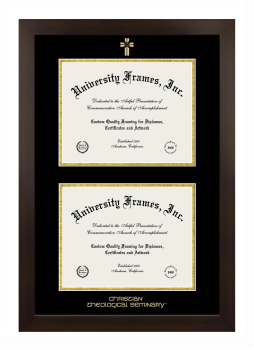 Christian Theological Seminary Double Degree (Stacked) Frame in Manhattan Espresso with Black & Gold Mats for document: 8 1/2"h x 11"w  , document: 8 1/2"h x 11"w  