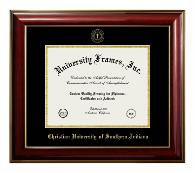 Christian University of Southern Indiana Diploma Frame in Classic Mahogany with Gold Trim with Black & Gold Mats for document: 8 1/2"h x 11"w  