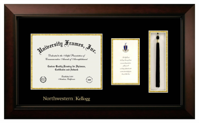 Kellogg School of Management (Northwestern University) Diploma with Announcement & Tassel Box Frame in Legacy Black Cherry with Black & Gold Mats for document: 8 1/2"h x 11"w  , diploma: 7"h x 4"w  