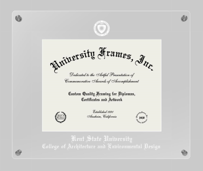 Kent State University College of Architecture and Environmental Design Lucent Clear-over-Clear Frame in Lucent Clear Moulding with Lucent Clear Mat for document: 8 1/2"h x 11"w  