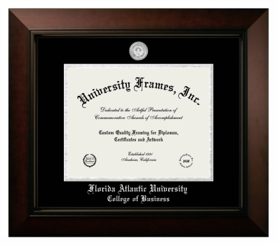 Florida Atlantic University (Boca Raton) College of Business Diploma Frame in Legacy Black Cherry with Black & Silver Mats for DOCUMENT: 8 1/2"H X 11"W  