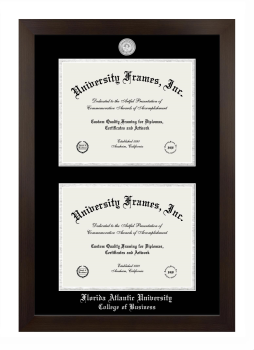 Double Degree (Stacked) Frame in Manhattan Espresso with Black & Silver Mats for DOCUMENT: 8 1/2"H X 11"W  , DOCUMENT: 8 1/2"H X 11"W  