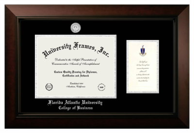 Diploma with Announcement Frame in Legacy Black Cherry with Black & Silver Mats for DOCUMENT: 8 1/2"H X 11"W  ,  7"H X 4"W  
