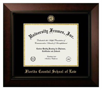 Florida Coastal School of Law Diploma Frame in Legacy Black Cherry with Black & Gold Mats for document: 8 1/2"h x 11"w  