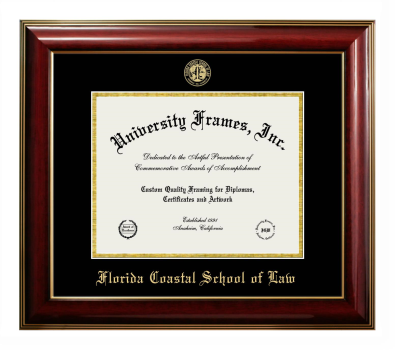 Florida Coastal School of Law Diploma Frame in Classic Mahogany with Gold Trim with Black & Gold Mats for DOCUMENT: 8 1/2"H X 11"W  