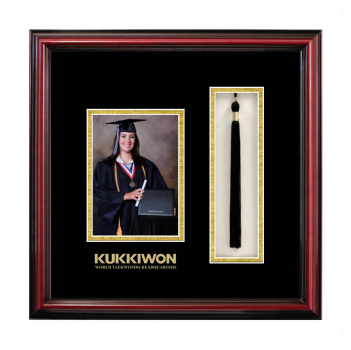 KUKKIWON - World taekwondo Headquarters 5 x 7 Portrait with Tassel Box Frame in Petite Cherry with Black & Gold Mats