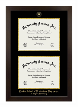 Florida School of Professional Psychology at Argosy University Double Degree (Stacked) Frame in Manhattan Espresso with Black & Gold Mats for document: 8 1/2"h x 11"w  , document: 8 1/2"h x 11"w  