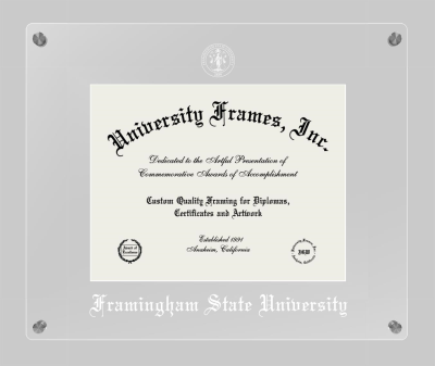 Framingham State University Lucent Clear-over-Clear Frame in Lucent Clear Moulding with Lucent Clear Mat for document: 8 1/2"h x 11"w  