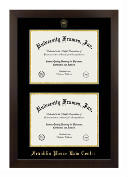 Franklin Pierce Law Center Double Degree (Stacked) Frame in Manhattan Espresso with Black & Gold Mats for document: 8 1/2"h x 11"w  , document: 8 1/2"h x 11"w  