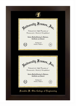 Double Degree (Stacked) Frame in Manhattan Espresso with Black & Gold Mats for DOCUMENT: 8"H X 10"W  , DOCUMENT: 8"H X 10"W  