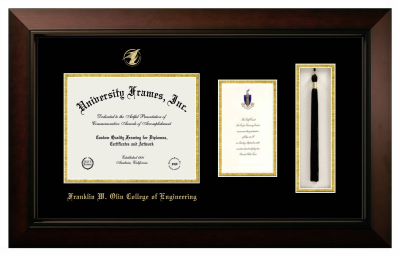 Diploma with Announcement & Tassel Box Frame in Legacy Black Cherry with Black & Gold Mats for DOCUMENT: 8"H X 10"W  ,  7"H X 4"W  
