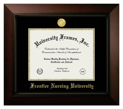 Frontier Nursing University Diploma Frame in Legacy Black Cherry with Black & Gold Mats for DOCUMENT: 8 1/2"H X 11"W  