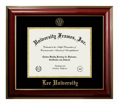 Lee University Diploma Frame in Classic Mahogany with Gold Trim with Black & Gold Mats for DOCUMENT: 8 1/2"H X 11"W  