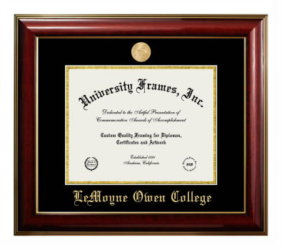 LeMoyne-Owen College Diploma Frame in Classic Mahogany with Gold Trim with Black & Gold Mats for DOCUMENT: 8 1/2"H X 11"W  