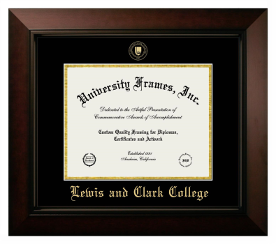 Lewis and Clark College Diploma Frame in Legacy Black Cherry with Black & Gold Mats for DOCUMENT: 8 1/2"H X 11"W  