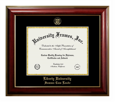 Liberty University Summa Cum Laude Diploma Frame in Classic Mahogany with Gold Trim with Black & Gold Mats for document: 8 1/2"h x 11"w  
