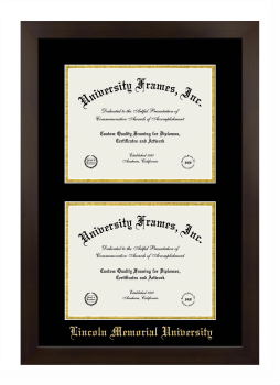 Lincoln Memorial University Double Degree (Stacked) Frame in Manhattan Espresso with Black & Gold Mats for document: 8 1/2"h x 11"w  , document: 8 1/2"h x 11"w  