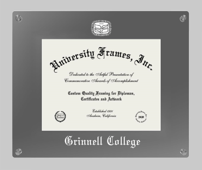 Grinnell College Lucent Clear-over-Smoke Frame in Lucent Smoke Moulding with Lucent Smoke Mat for document: 8 1/2"h x 11"w  