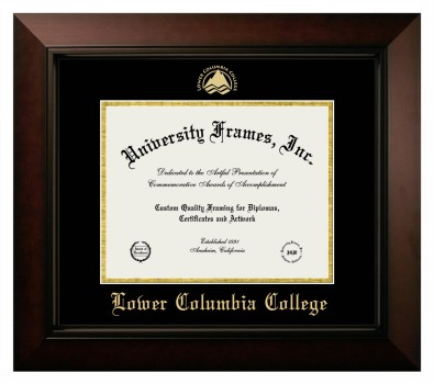 Lower Columbia College Diploma Frame in Legacy Black Cherry with Black & Gold Mats for DOCUMENT: 8 1/2"H X 11"W  